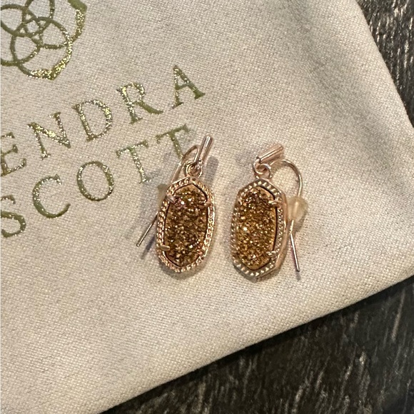 Kendra Scott - Lee Rose Gold Drop Earrings in Rose Gold Drusy - Picture 2 of 5